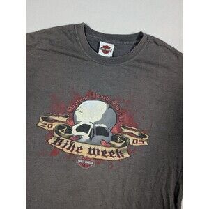 Vintage Harley Davidson Daytona Beach Bike Week 2005 T-Shirt Skull XL Y2K Grunge